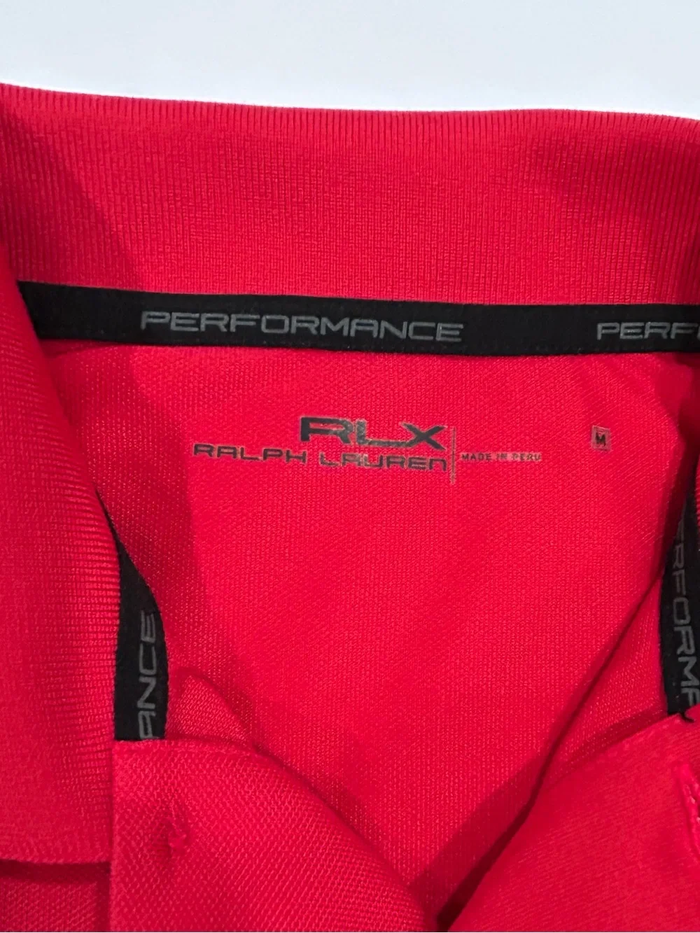 Ralph Lauren Bright Red Performance Polo with Navy Pony. Size M.